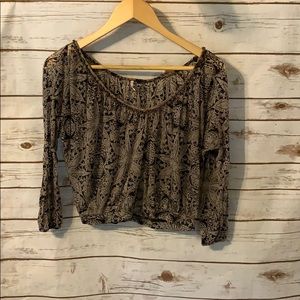 Free people women’s floral quarter sleeve crop top